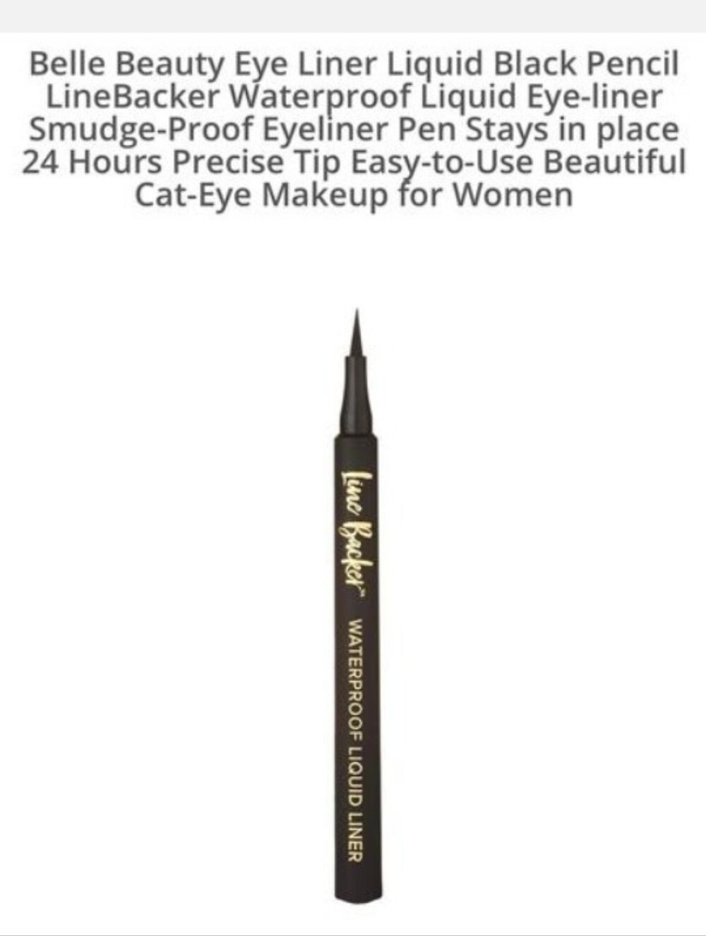 Belle Beauty Eye liner Liquid, Black LineBacker, Waterproof Liquid Eye-liner